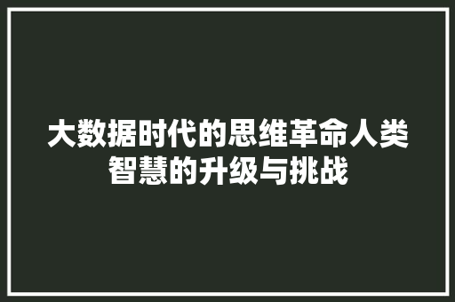 大数据时代的思维革命人类智慧的升级与挑战