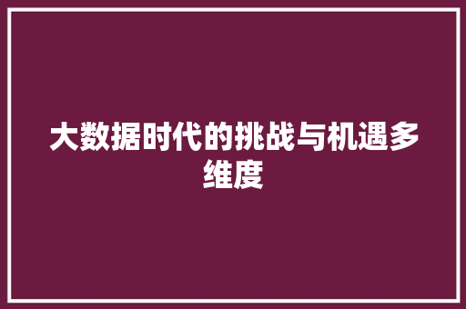 大数据时代的挑战与机遇多维度