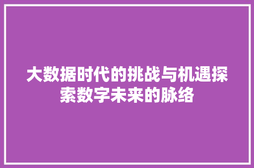 大数据时代的挑战与机遇探索数字未来的脉络