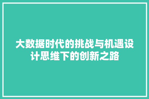 大数据时代的挑战与机遇设计思维下的创新之路