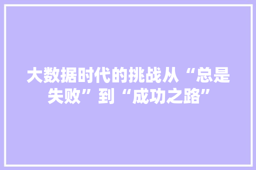 大数据时代的挑战从“总是失败”到“成功之路”