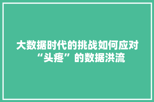 大数据时代的挑战如何应对“头疼”的数据洪流