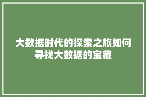 大数据时代的探索之旅如何寻找大数据的宝藏