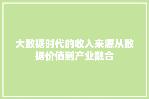 大数据时代的收入来源从数据价值到产业融合