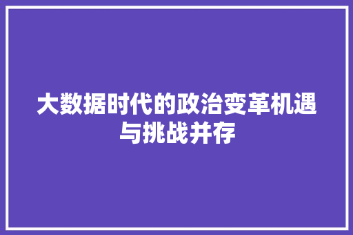 大数据时代的政治变革机遇与挑战并存 建站教程