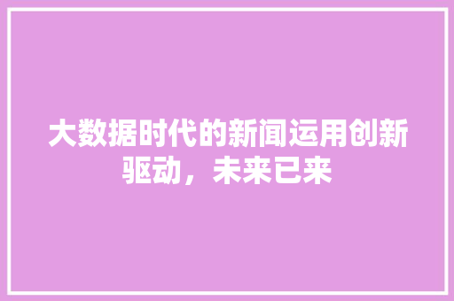 大数据时代的新闻运用创新驱动，未来已来