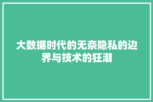 大数据时代的无奈隐私的边界与技术的狂潮 WordPress教程