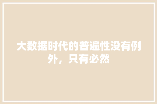 大数据时代的普遍性没有例外，只有必然 建站教程