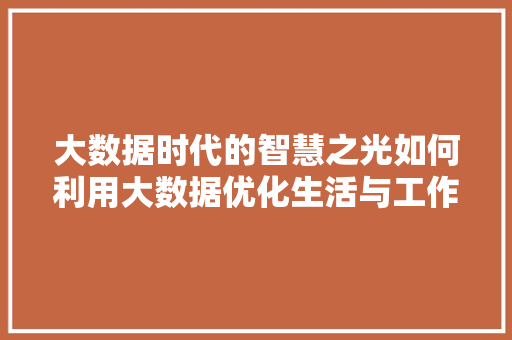 大数据时代的智慧之光如何利用大数据优化生活与工作 建站教程