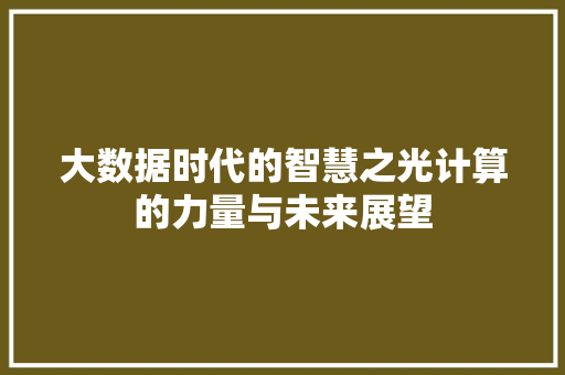 大数据时代的智慧之光计算的力量与未来展望