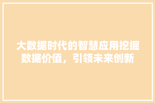 大数据时代的智慧应用挖掘数据价值，引领未来创新