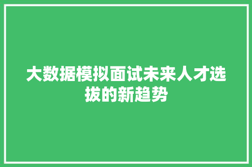 大数据模拟面试未来人才选拔的新趋势