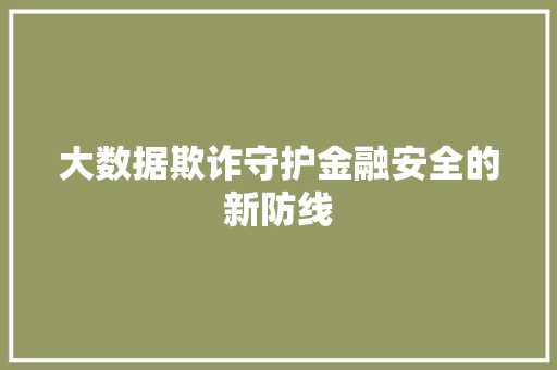 大数据欺诈守护金融安全的新防线 Web前端