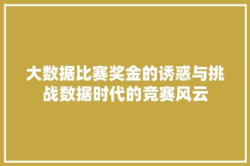 大数据比赛奖金的诱惑与挑战数据时代的竞赛风云 WordPress教程