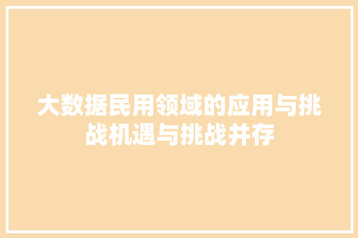 大数据民用领域的应用与挑战机遇与挑战并存