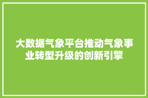 大数据气象平台推动气象事业转型升级的创新引擎 友链在线