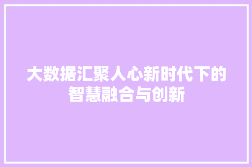大数据汇聚人心新时代下的智慧融合与创新 建站教程