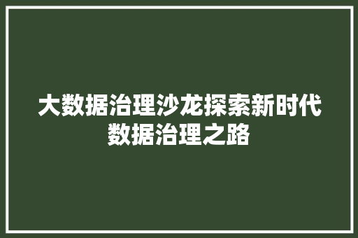 大数据治理沙龙探索新时代数据治理之路 WordPress教程