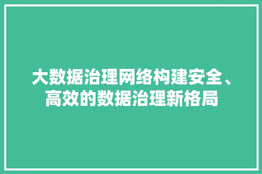 大数据治理网络构建安全、高效的数据治理新格局