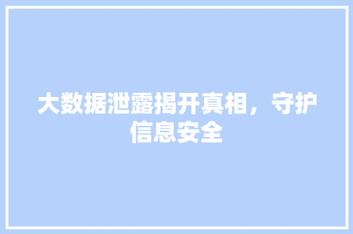 大数据泄露揭开真相，守护信息安全