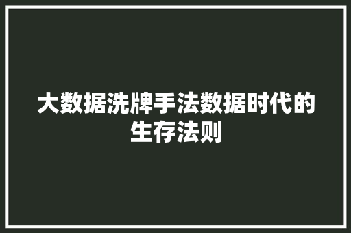 大数据洗牌手法数据时代的生存法则
