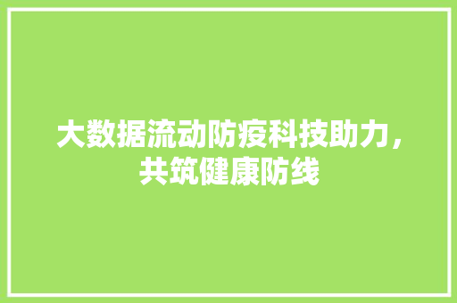 大数据流动防疫科技助力，共筑健康防线
