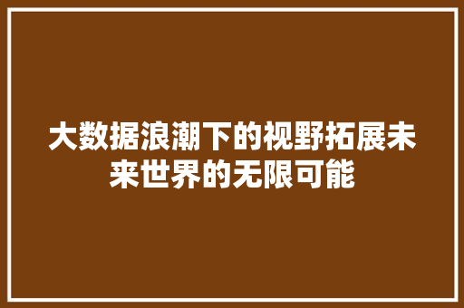 大数据浪潮下的视野拓展未来世界的无限可能