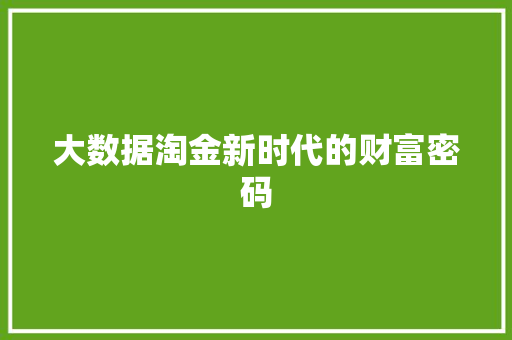 大数据淘金新时代的财富密码