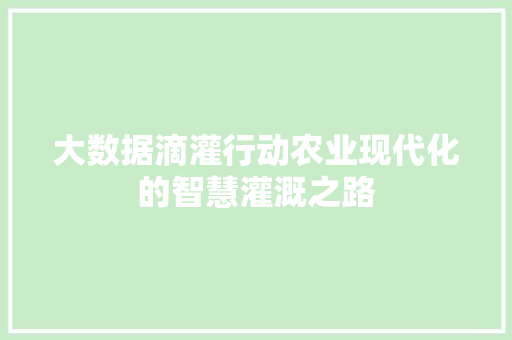 大数据滴灌行动农业现代化的智慧灌溉之路