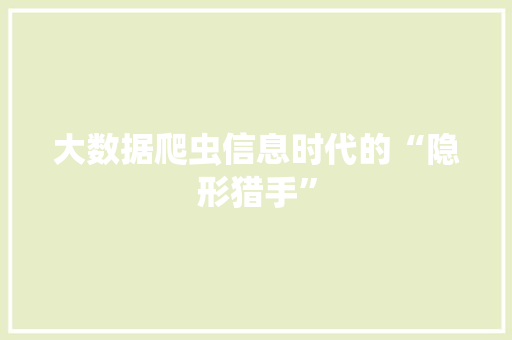 大数据爬虫信息时代的“隐形猎手”