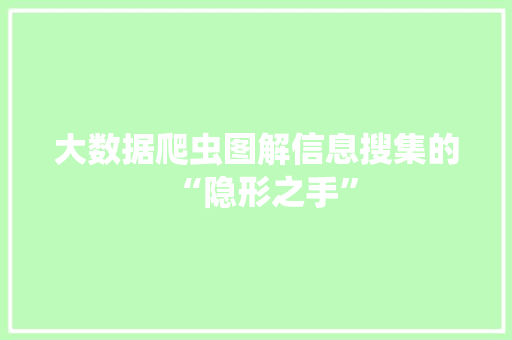 大数据爬虫图解信息搜集的“隐形之手”