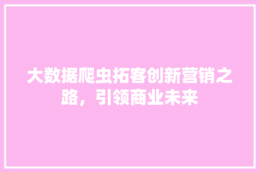 大数据爬虫拓客创新营销之路，引领商业未来