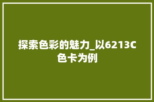探索色彩的魅力_以6213C色卡为例