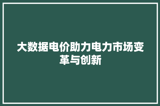 大数据电价助力电力市场变革与创新 WordPress教程