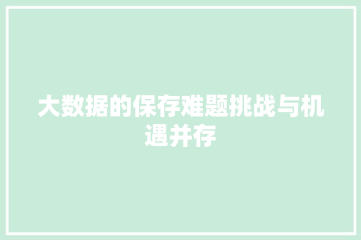 大数据的保存难题挑战与机遇并存