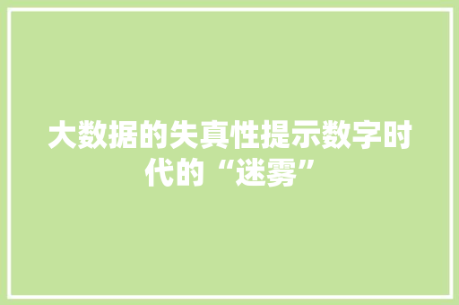 大数据的失真性提示数字时代的“迷雾”