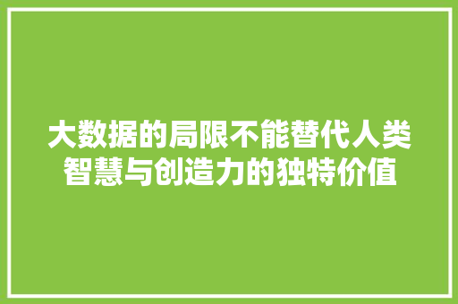 大数据的局限不能替代人类智慧与创造力的独特价值