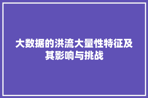 大数据的洪流大量性特征及其影响与挑战