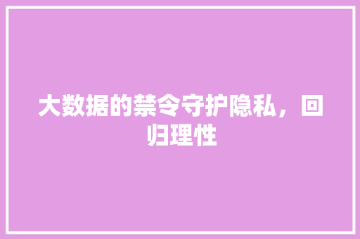 大数据的禁令守护隐私，回归理性 友链在线