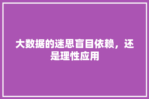 大数据的迷思盲目依赖，还是理性应用