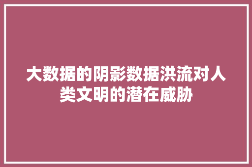 大数据的阴影数据洪流对人类文明的潜在威胁