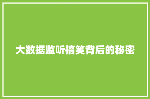 大数据监听搞笑背后的秘密