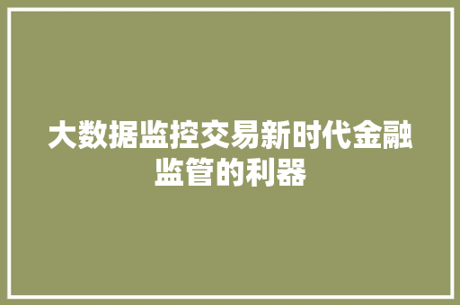 大数据监控交易新时代金融监管的利器