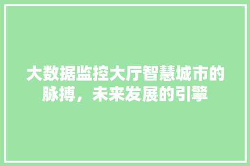 大数据监控大厅智慧城市的脉搏，未来发展的引擎
