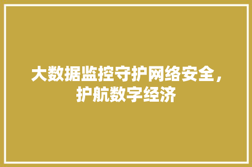 大数据监控守护网络安全，护航数字经济