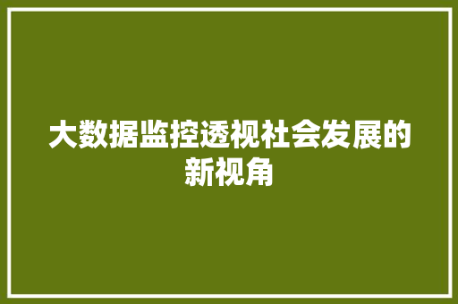大数据监控透视社会发展的新视角 WordPress教程