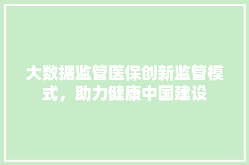 大数据监管医保创新监管模式，助力健康中国建设 SEO教程