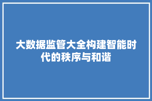 大数据监管大全构建智能时代的秩序与和谐