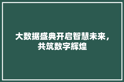 大数据盛典开启智慧未来，共筑数字辉煌