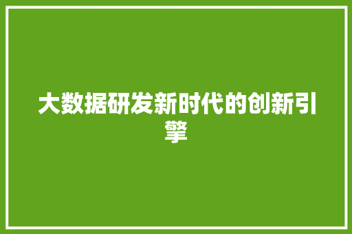 大数据研发新时代的创新引擎